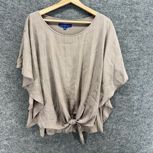 Apt. 9 Blouse Women M Medium Gray Short Sleeve Round Neck Pullover Casual Solid